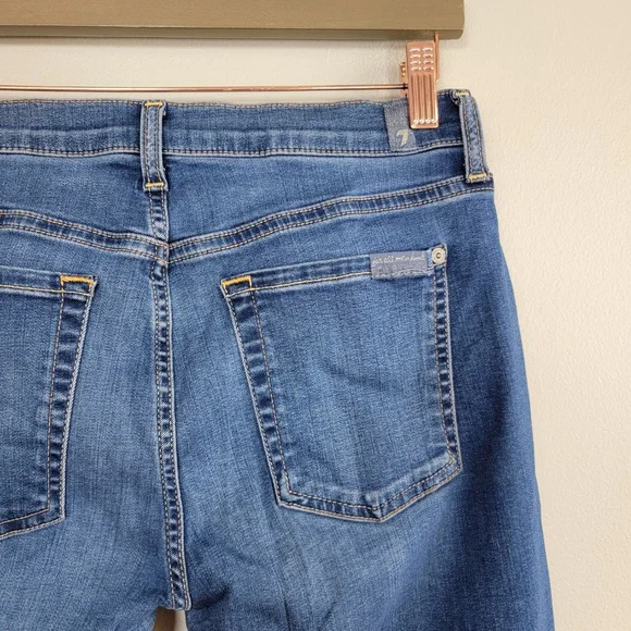 7 For All Mankind Roxanne Skinny Ankle Jeans Frayed Raw Hem Mid Rise 7FAM 28 - Picture 9 of 12